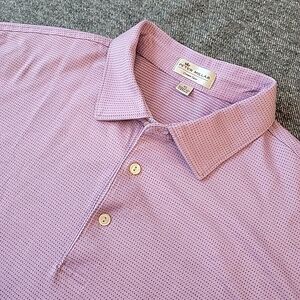 Peter Millar Polo Shirt Men's XL Crown Ease Purple Cotton Dotted Golf Stretch